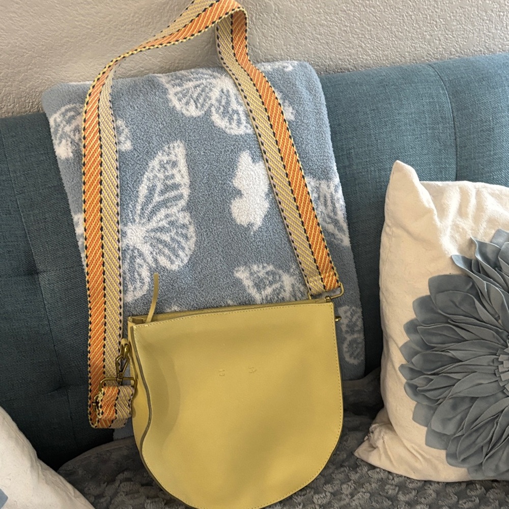 Madewell Yellow Crossbody Bag with Patterned Strap